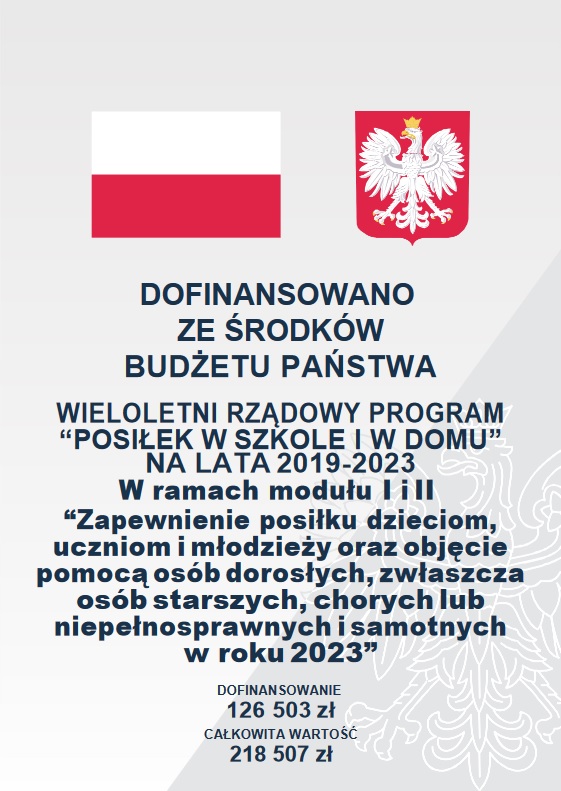 plakat programu Posiłek w szkole i w domu na lata 2019-2023