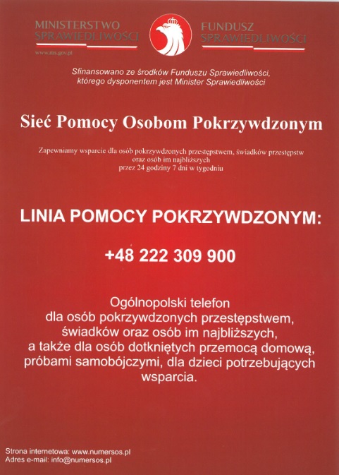 zdjęcie ulotki linii pomocy pokrzywdzonym