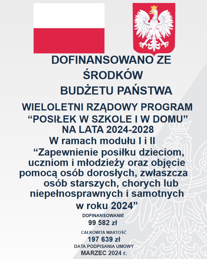 plakat programu Posiłek w szkole i w domu na lata 2024-2028