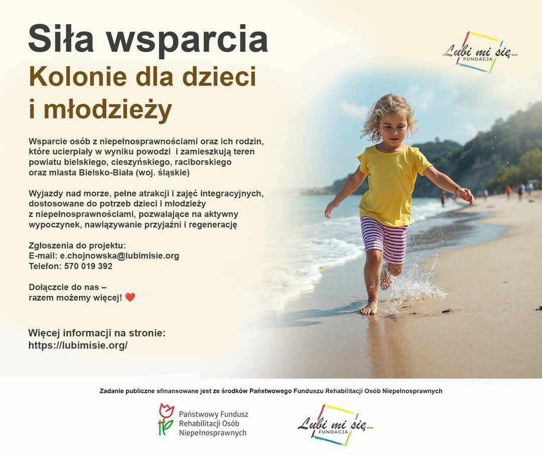 informacja Fundacji Lubi mi się o koloniach dla dzieci i młodzieży