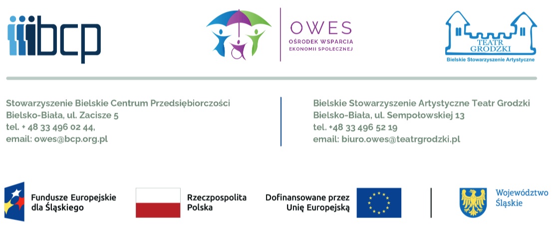 zdjęcie logo owes, bcp, teatru grodzkiego i funduszy UE